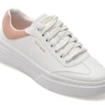 Pantofi sport Dama SKECHERS albi, CORDOVA CLASSIC, din piele ecologica