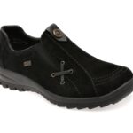 Pantofi dama RIEKER negri, L7171, din piele intoarsa