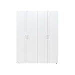 Dulap ALMA L, 4 usi, 6 rafturi, bara de haine, alb, 160x52x203 cm