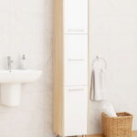 Dulap baie seria 020, 3 usi, alb + sonoma, 30x30x180 cm