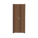 Dulap CORINNE, 2 usi, 1 raft, bara de haine, nuc, cant vanilie, 80x50x188 cm