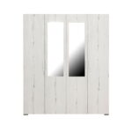 Dulap CORINNE, oglinzi, 4 usi, 4 rafturi, bara de haine, alb Elvetia, 160x50x188 cm