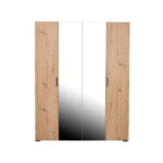 Dulap ECONO, oglinzi, 4 usi, 4 rafturi, bara de haine, stejar artisan, 160x50x206 cm