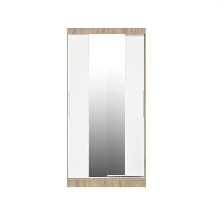 dulap-koss-04-cu-usi-glisante-si-oglinda-alb-100x60x200-cm-566809 Dulap KOSS 04, cu usi glisante si oglinda, corp sonoma + usi alb, 100x60x200 cm - imagine 1