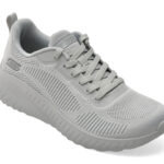 Pantofi sport Dama SKECHERS gri, BOBS SQUAD CHAOS, din material textil