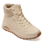 Ghete Femei SKECHERS bej, UNO RUGGED, din piele ecologica