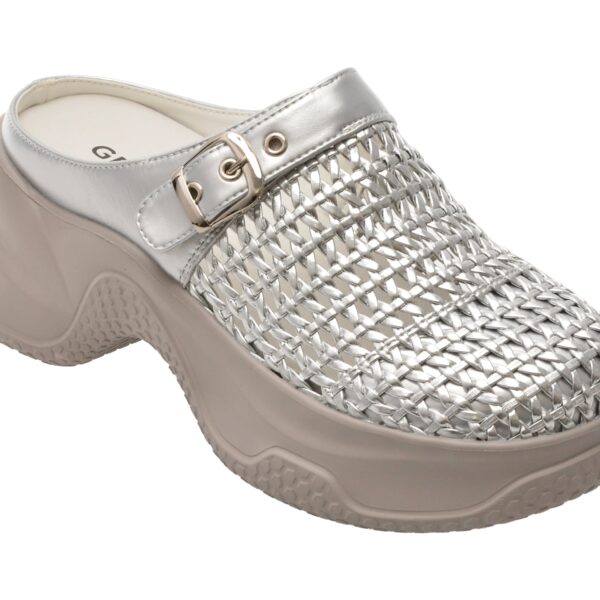 Papuci GRYXX argintii, 2511, din piele ecologica