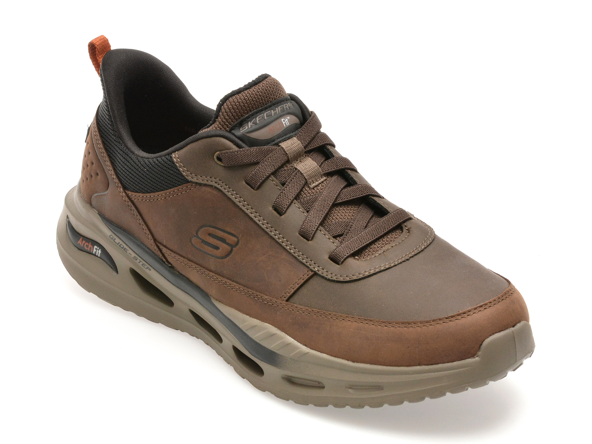 edb548495eede01af7372ffc19a669a33f23b5cb2bc9c173fdf1d82597fd29f1 Pantofi sport SKECHERS maro, ARCH FIT ORVAN, din piele naturala - imagine 1
