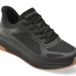 Pantofi sport SKECHERS negri, BOBS SQUAD 4, din material textil