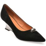 Pantofi dama eleganti EPICA negri, H1911, din piele intoarsa