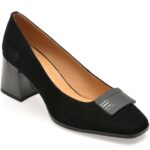 Pantofi dama eleganti EPICA negri, 4L109, din piele intoarsa