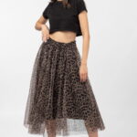 Fusta clos din tulle animal print