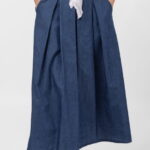 Fusta denim cu pense, albastru jeans inchis