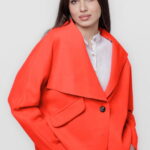 Jacheta scurta oversize, din stofa portocalie