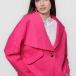 Jacheta scurta oversize, din stofa fucsia