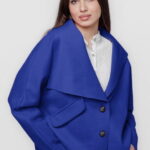 Jacheta scurta oversize, din stofa albastra