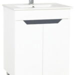 Set Baza front MDF si Lavoar seria 056, 60 cm, alb + antracit