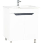 Set Baza MDF si Lavoar, seria 056, 70 cm, alb antracit