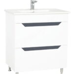 Set Baza front MDF si Lavoar, seria 056, 70 cm, alb antracit