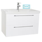 Set Baza front MDF si Lavoar seria 754, suspendata cu sertare, 80 cm, alb