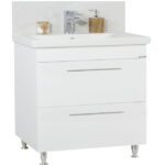 Set Baza front MDF si Lavoar seria 754, cu sertare, 80 cm, alb