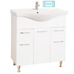 Set Baza front MDF si Lavoar seria 153, cu sertare, 75 cm, alb