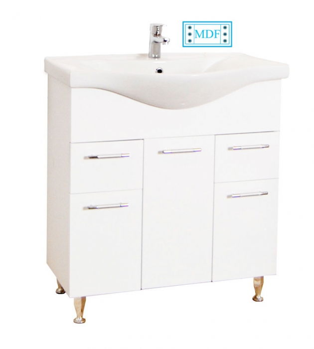 kit-baza-si-lavoar-seria-153-75cm-sertare-alb-598639 Set Baza front MDF si Lavoar seria 153, cu sertare, 75 cm, alb - imagine 1