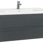 Set Baza front MDF si Lavoar seria 786, suspendata cu sertare, 90 cm, antracit