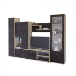 Mobila Living ARS, 5 corpuri, corp PAL stejar american, fronturi PAL frasin, 290x51x201 cm