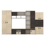 Mobila Living NELLY, 5 corpuri, PAL stejar jesion + stejar argintiu, 350x52x202 cm