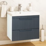 Set Baza front MDF si Lavoar seria 733, suspendata cu sertare, 60 cm, antracit