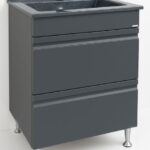 Set Baza front MDF si Lavoar granit seria 486, cu sertare, 60 cm, antracit
