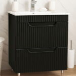 Set Baza front MDF si Lavoar seria 033, cu sertare, 60 cm, negru