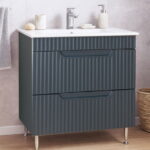 Set Baza front MDF si Lavoar seria 033, cu sertare, 80 cm, antracit