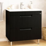 Set Baza front MDF si Lavoar seria 033, cu sertare, 80 cm, negru
