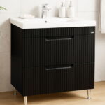 Set Baza front MDF si Lavoar seria 733, cu sertare, 80 cm, negru