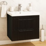 Set Baza front MDF si Lavoar seria 733, suspendata cu sertare, 60 cm, negru