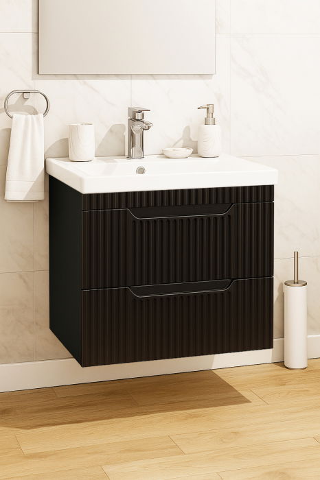 mobilier-baie-mdf-si-lavoar-seria-733-suspendat-sertare-60cm-negru-803653 Set Baza front MDF si Lavoar seria 733, suspendata cu sertare, 60 cm, negru - imagine 1