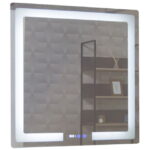 Oglinda cu iluminare LED, functie dezaburire, ceas si termometru, MD1, 80x80 cm