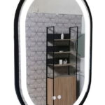 Oglinda cu iluminare LED si functie dezaburire, MD3, rama neagra, 50x80 cm