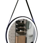 Oglinda cu iluminare LED si functie dezaburire, MD3, rama neagra, diametru 60 cm
