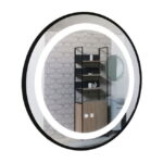 Oglinda cu iluminare LED si functie dezaburire, MD3, rama neagra, diametru 70 cm
