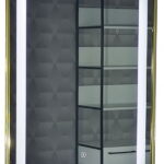 Oglinda cu iluminare LED si intrerupator touch, MD4, rama aurie, 60x80 cm