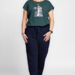Pantaloni bleumarin casual sport din bumbac cu buzunare laterale