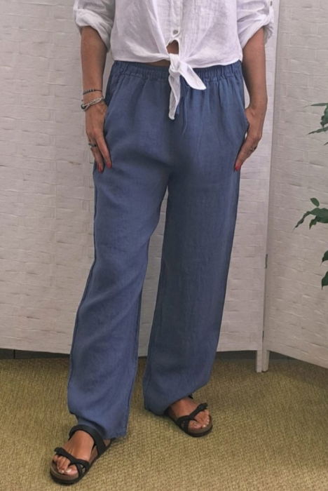pantaloni-de-vara-drepti-din-in-cu-siret-in-talie-albastru-jeans-315254 Pantaloni de vara, drepti, din in, cu siret in talie, albastru jeans - imagine 1