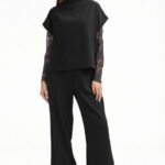 Pantaloni eleganti cu croiala dreapta, lejera, negri