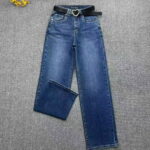 Pantaloni jeans denim CUDI, croiala dreapta, cu curea inclusa