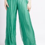 Pantaloni verzi din matase si vascoza,, tip salvari