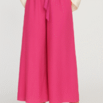 Pantaloni largi din vascoza si in, fucsia