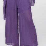 Pantaloni mov eleganti, usor creponati